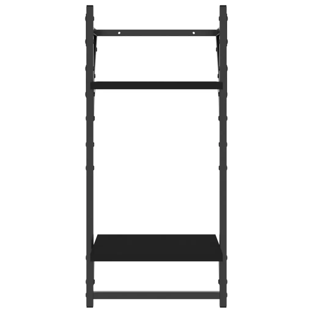 Wall Shelf Set 4 Piece Floating Shelves with Bars Black Storage Display
