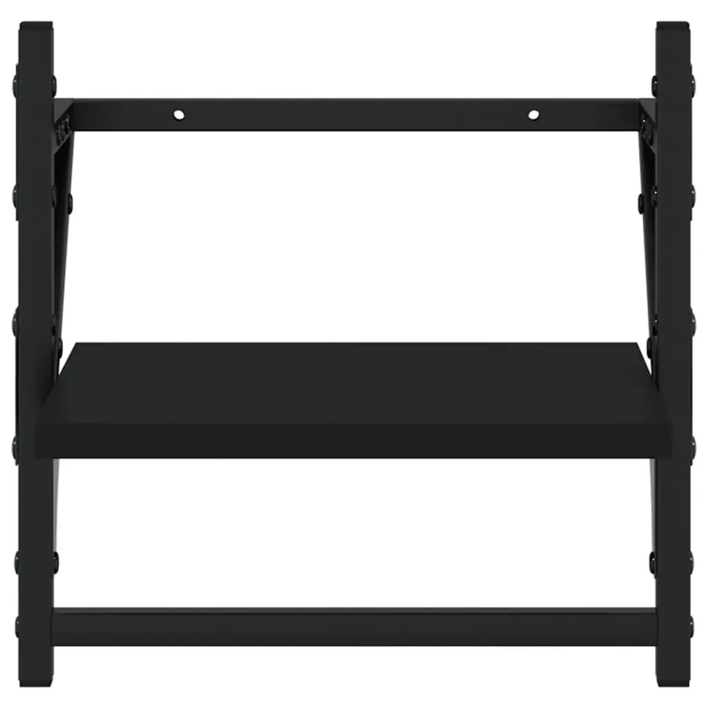 Wall Shelf Set 4 Piece Floating Shelves with Bars Black Storage Display