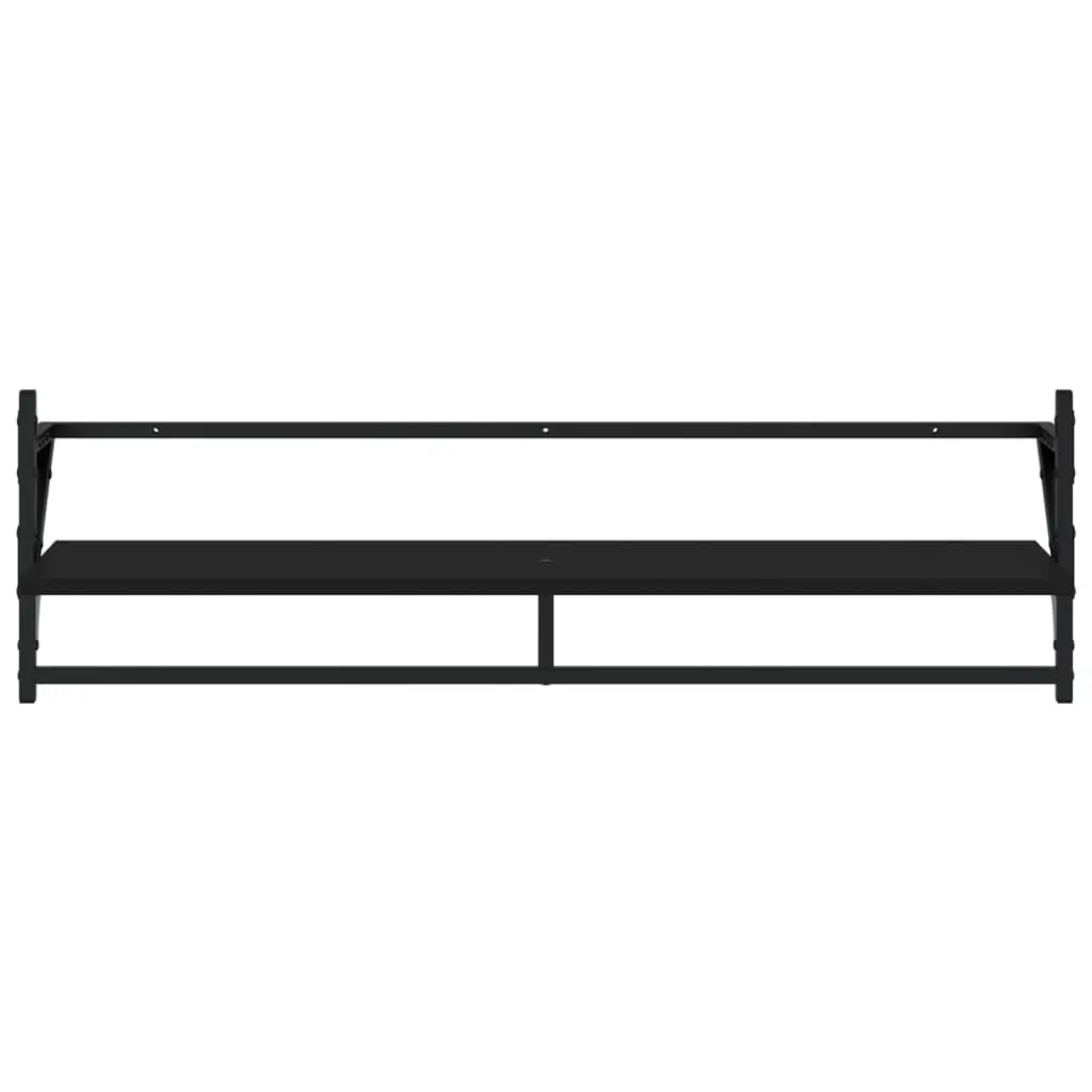 Wall Shelf Set 6 Piece Floating Shelves Bars Black Storage Organiser Display