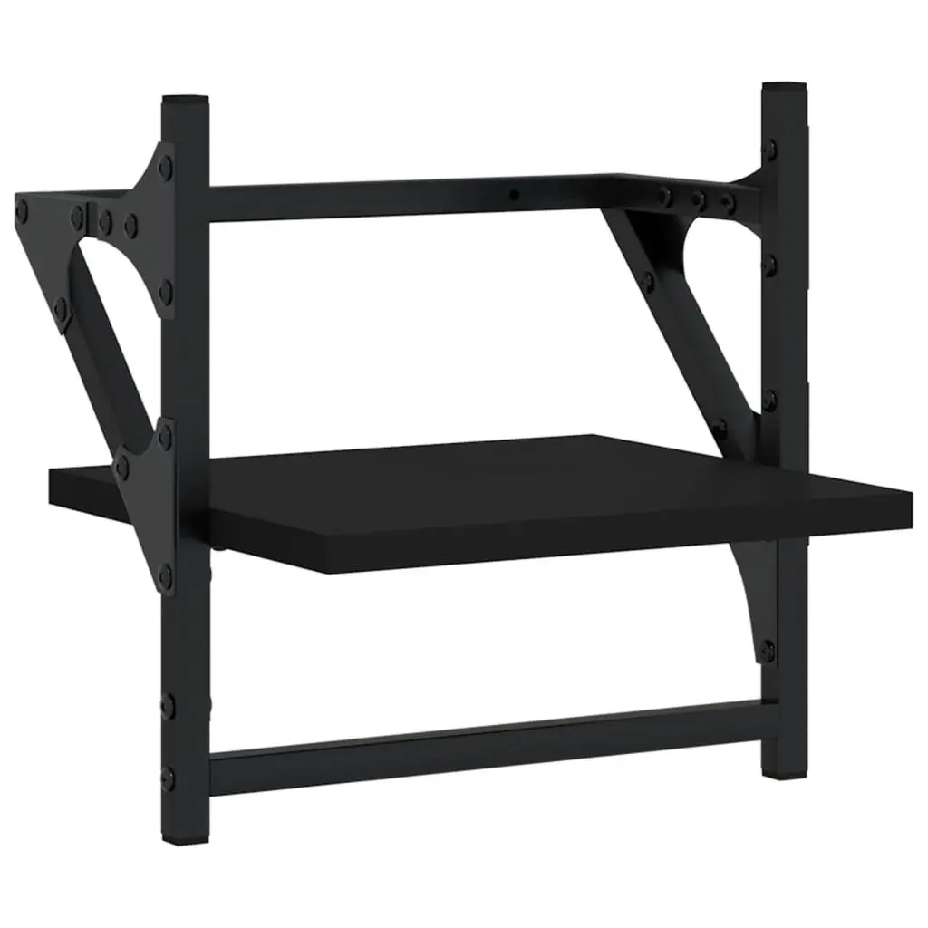 Wall Shelf Set 6 Piece Floating Shelves Bars Black Storage Organiser Display