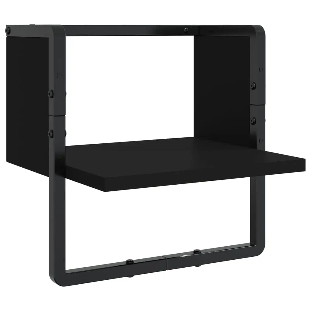 4 Black Floating Display Shelves with Integrated Bars