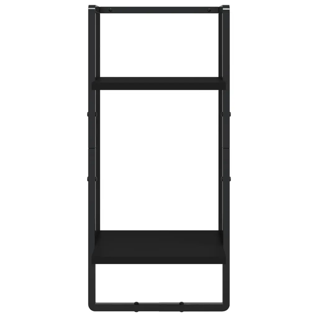 4 Black Floating Display Shelves with Integrated Bars