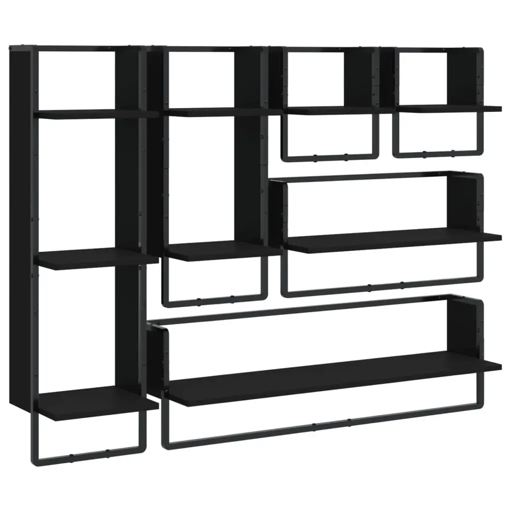 6-Piece Black Floating Shelf Set