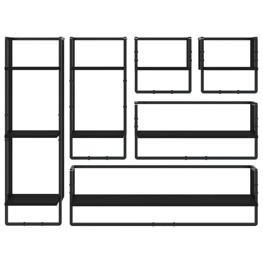 6-Piece Black Floating Shelf Set