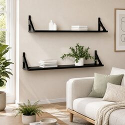 Wall Shelf Set of 2 - Black 80x15x15.5 cm