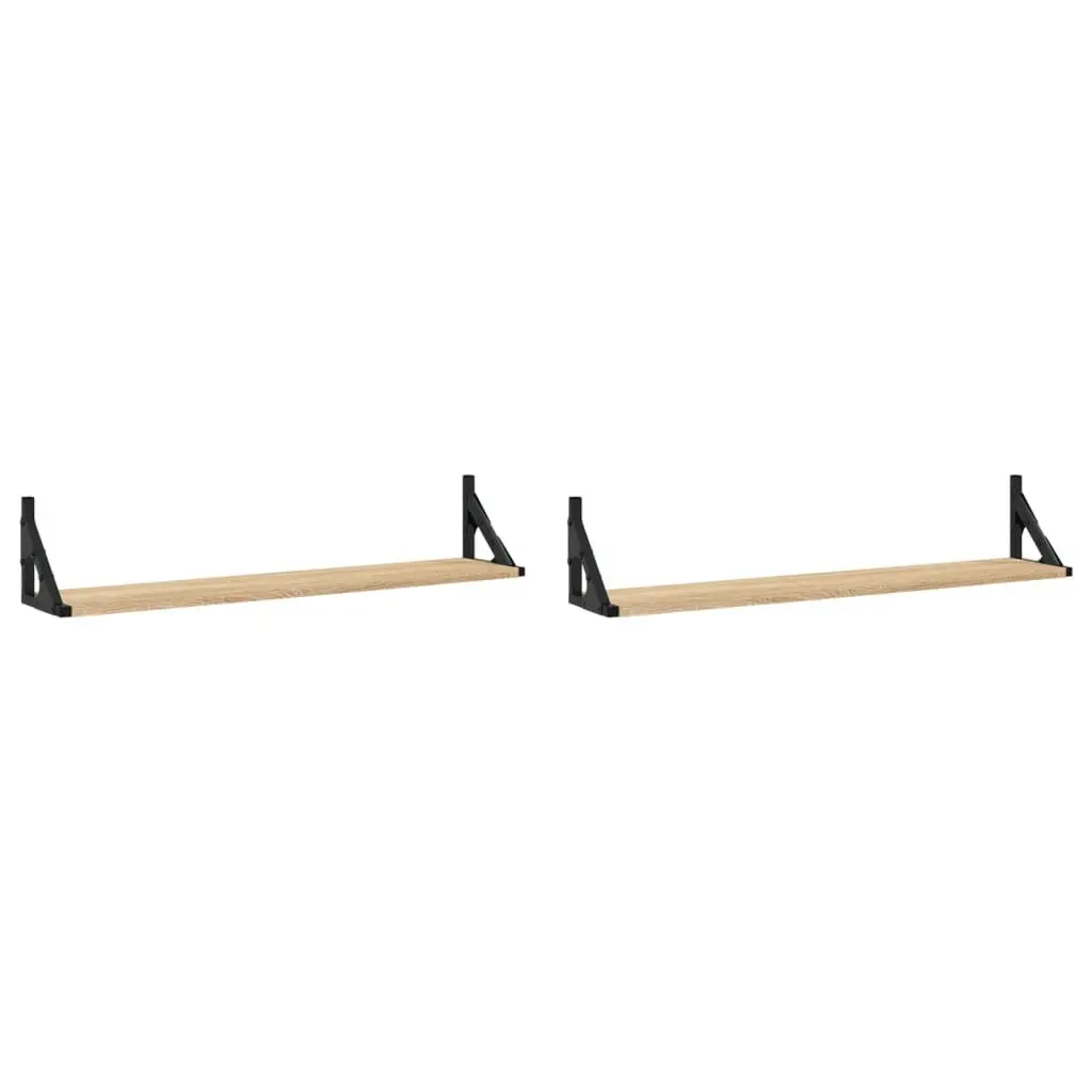 Wall Shelves 2 pcs Sonoma Oak 80x15x15.5 cm Engineered Wood Floating Storage