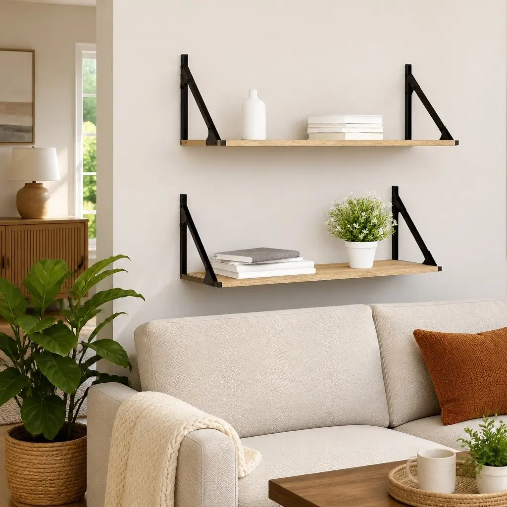 Wall Shelves for Home Use 80 x 25 x 25.5 cm 2 Pieces Sonoma Oak Floating Display Storage Organiser Brown