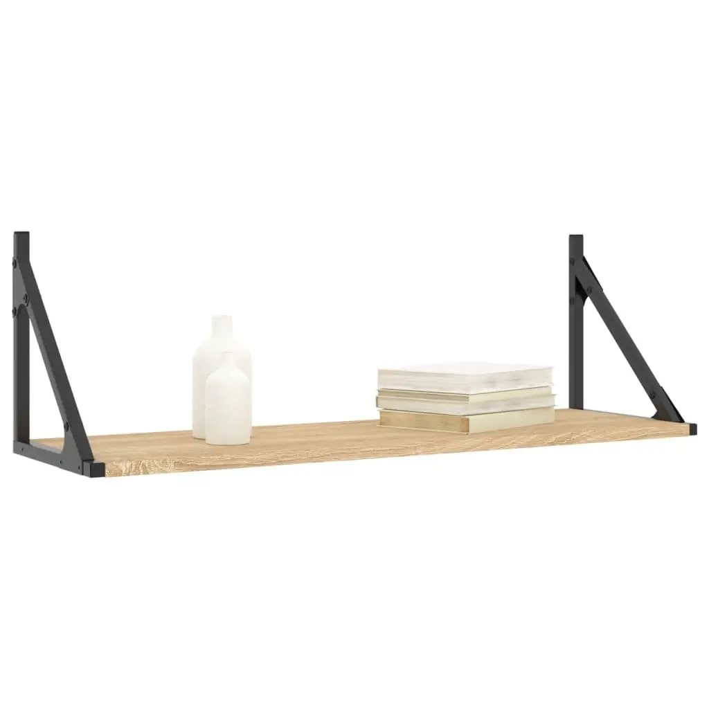 Wall Shelves for Home Use 80 x 25 x 25.5 cm 2 Pieces Sonoma Oak Floating Display Storage Organiser Brown