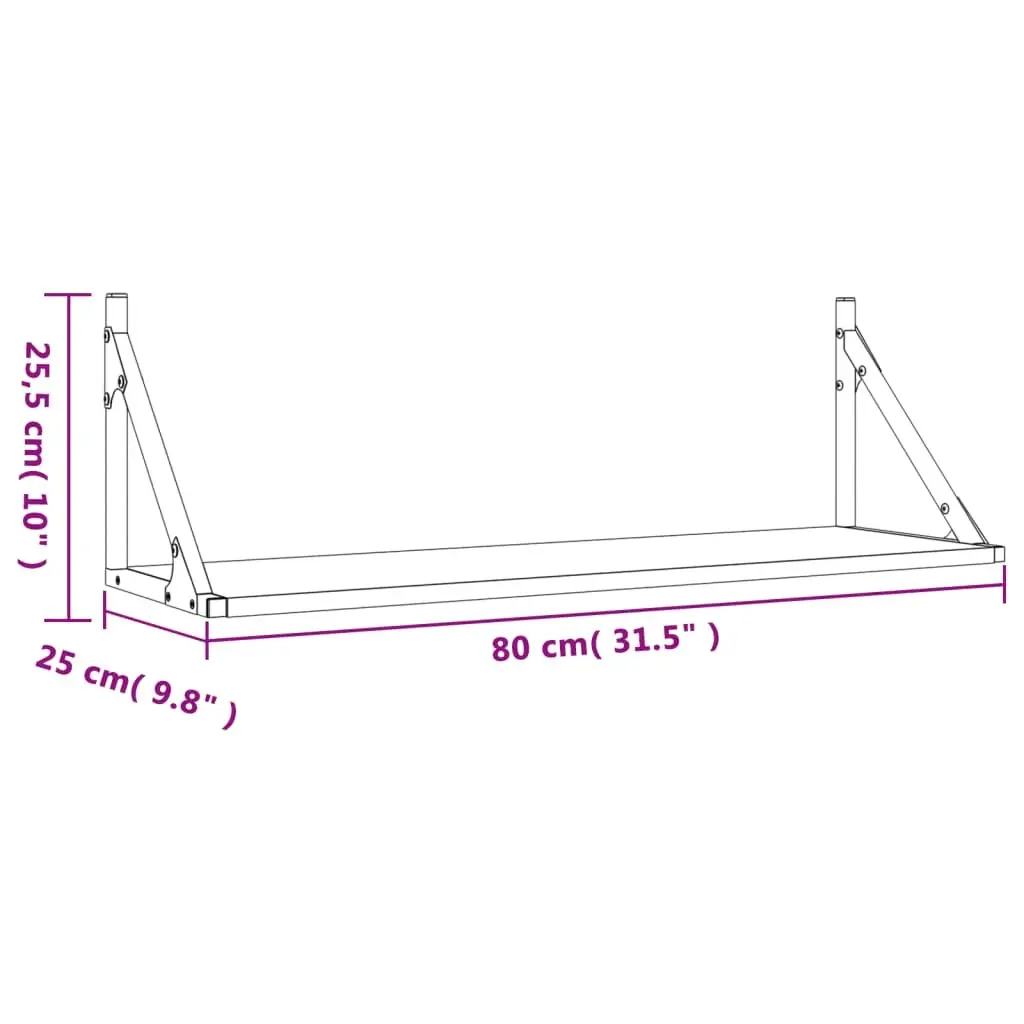 Wall Shelves for Home Use 80 x 25 x 25.5 cm 2 Pieces Sonoma Oak Floating Display Storage Organiser Brown