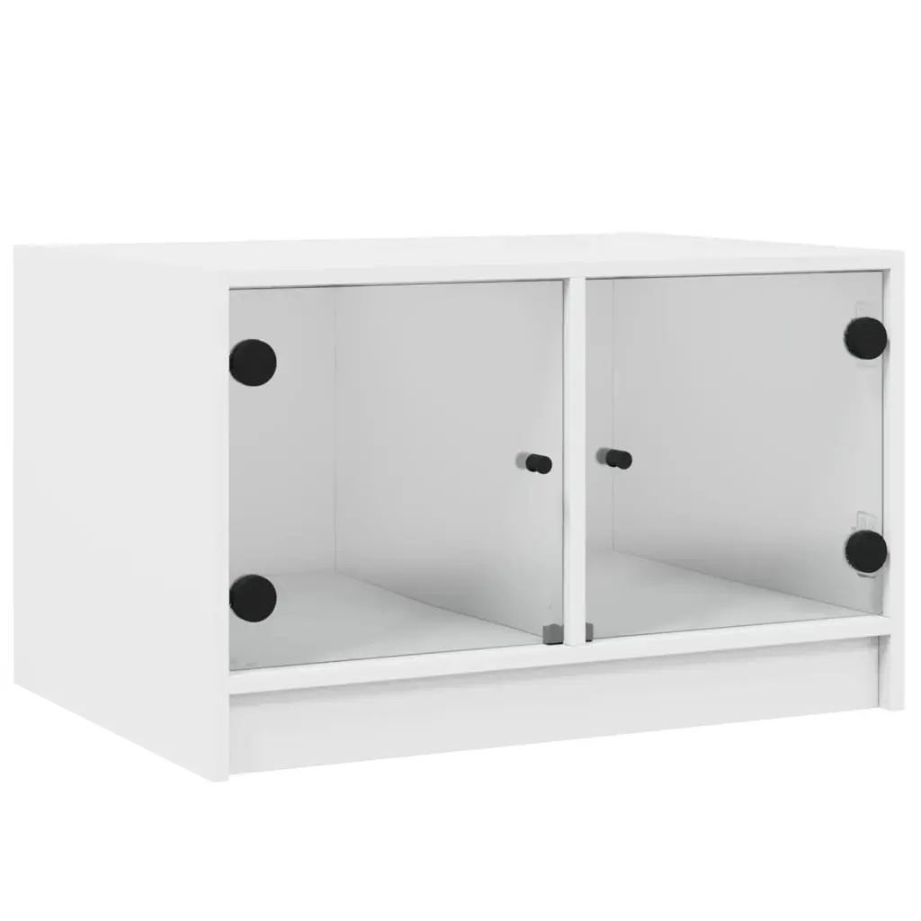 Coffee Table for Living Room with Glass Doors Storage 68x50x42cm