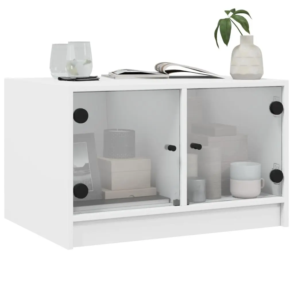 Coffee Table for Living Room with Glass Doors Storage 68x50x42cm