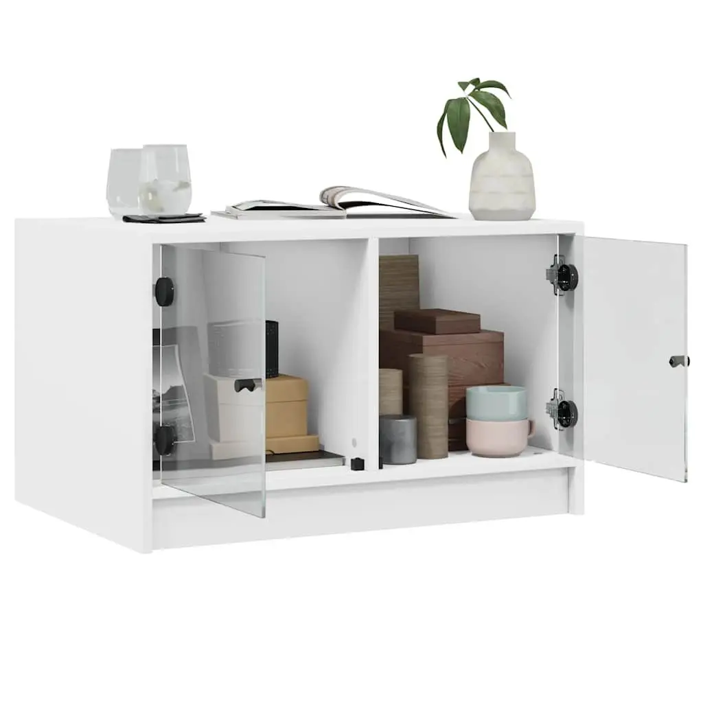 Coffee Table for Living Room with Glass Doors Storage 68x50x42cm