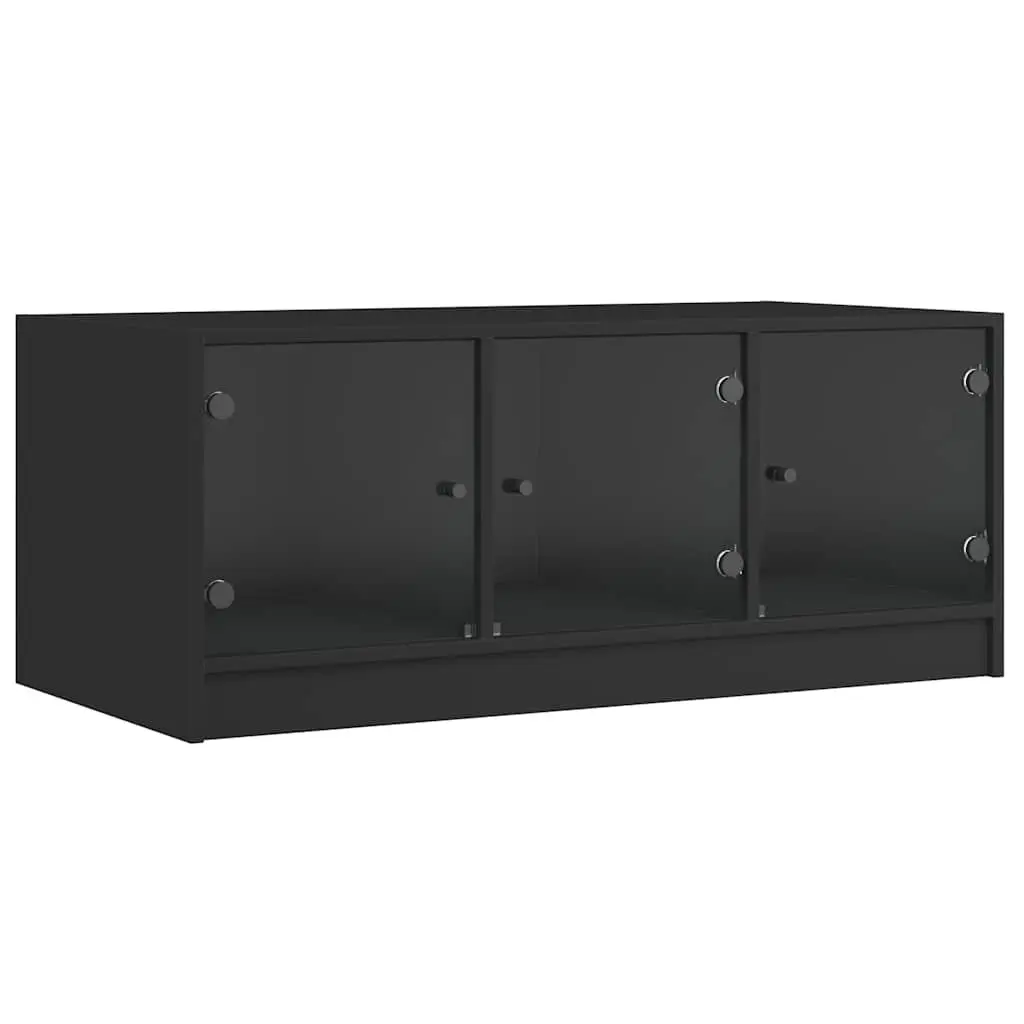 Black Coffee Table with Glass Storage