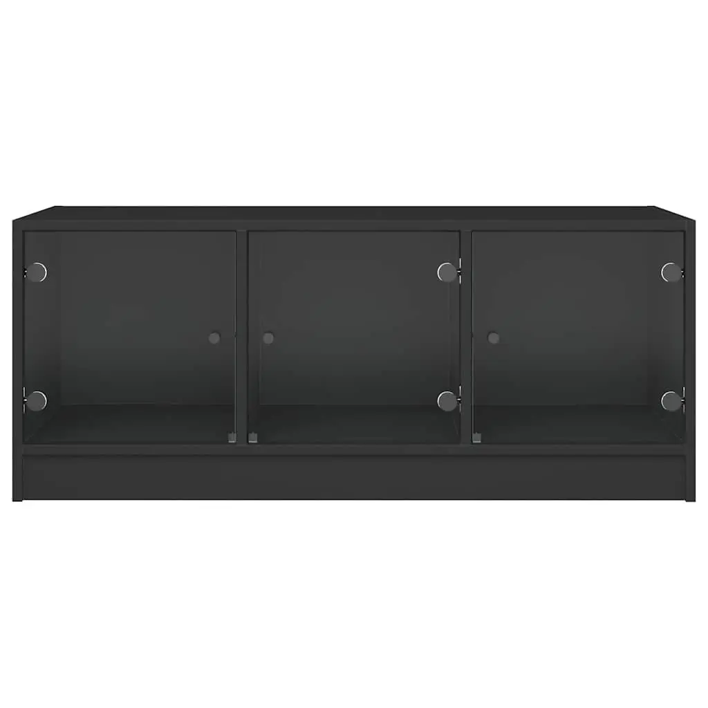 Black Coffee Table with Glass Storage