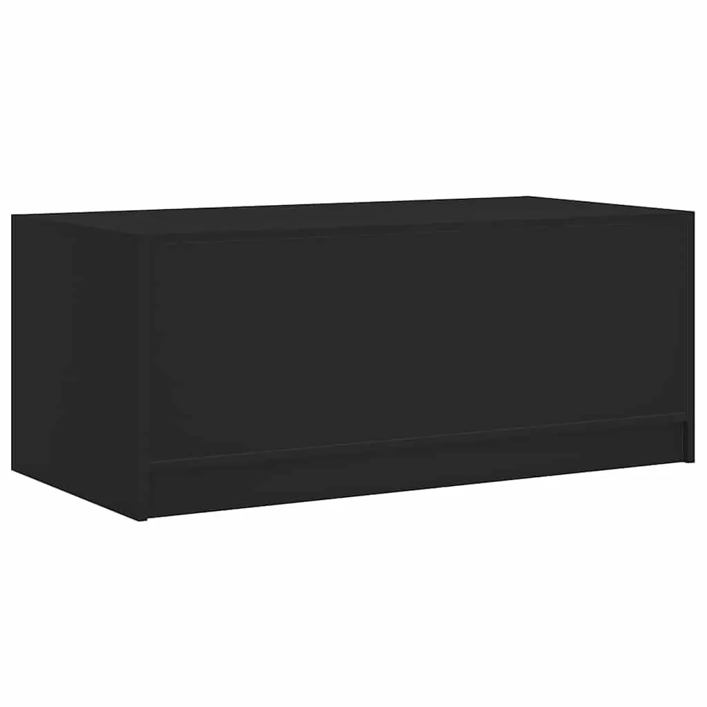 Black Coffee Table with Glass Storage
