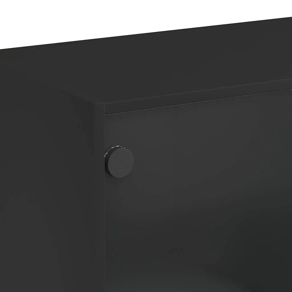 Black Coffee Table with Glass Storage