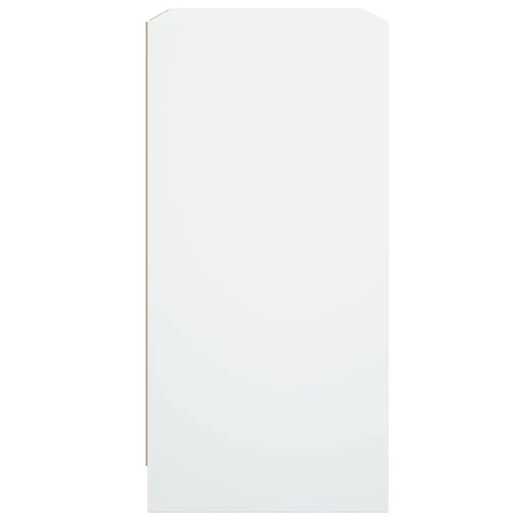 Side Cabinet Glass Doors White Storage Cupboard Sideboard Furniture 68x37x75.5cm