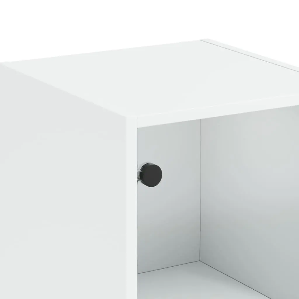 Highboard with Glass Door White Storage Cabinet Cupboard Organiser 35x37x142cm