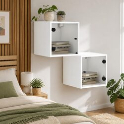 Wall-Mounted Bedside Cabinet: 35x37x35cm, Engineered Wood