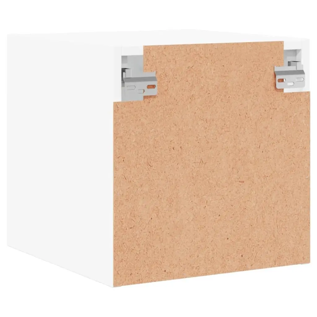 Bedside Cabinet with Glass Doors Wall-Mounted Storage Organiser White 35x37x35cm