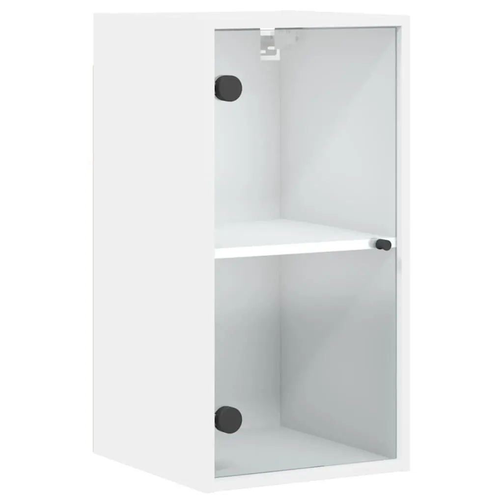 Wall Cabinet for Home Organizer White Glass Doors 35 x 37 x 68.5 cm