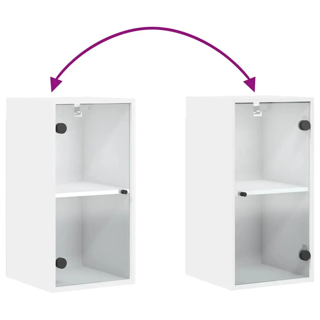 Wall Cabinet for Home Organizer White Glass Doors 35 x 37 x 68.5 cm