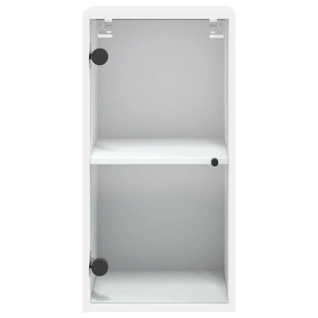 Wall Cabinet for Home Organizer White Glass Doors 35 x 37 x 68.5 cm