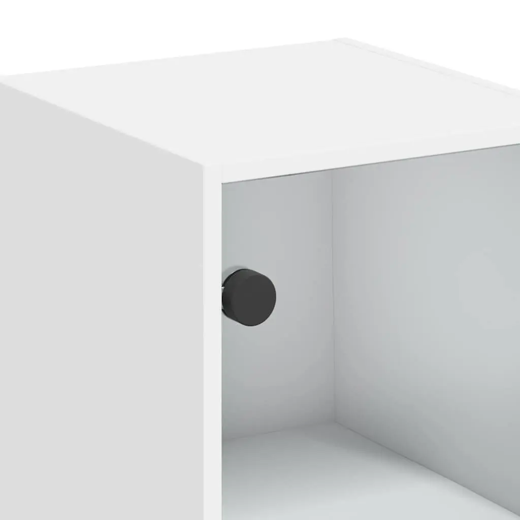 Wall Cabinet for Home Organizer White Glass Doors 35 x 37 x 68.5 cm