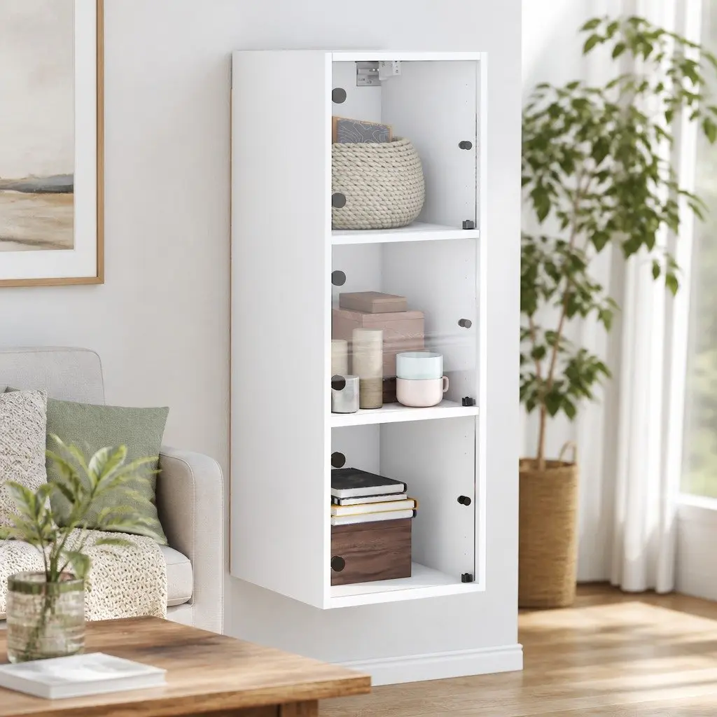 Wall Cabinet White Storage Unit Wall Mounted 35x37x100cm
