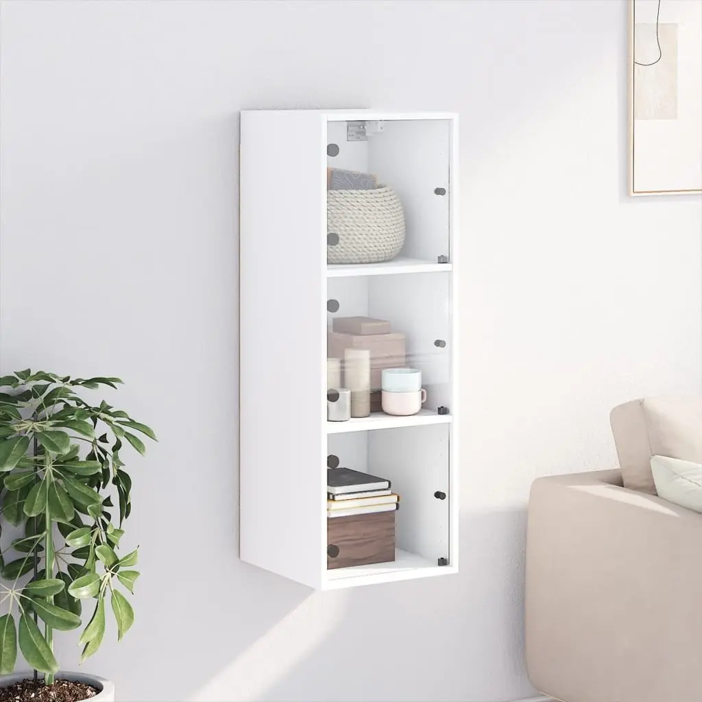 Wall Cabinet White Storage Unit Wall Mounted 35x37x100cm
