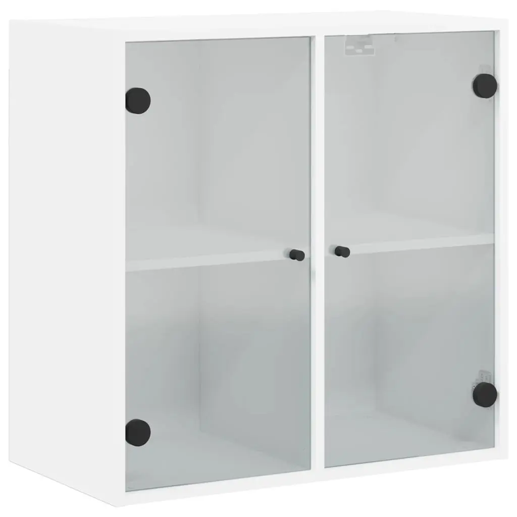Wall Cabinet for Home 68x37x68.5cm White Storage Unit with Glass Doors