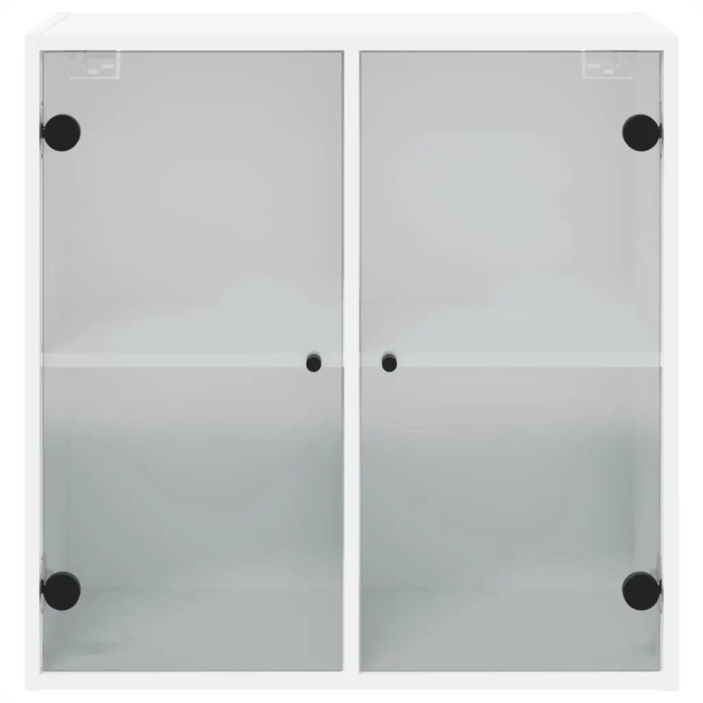 Wall Cabinet for Home 68x37x68.5cm White Storage Unit with Glass Doors