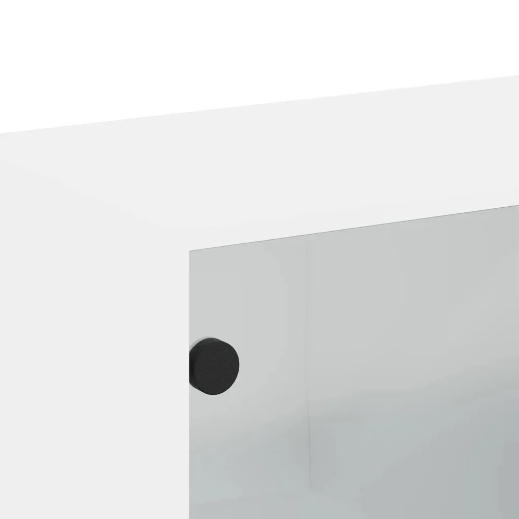 Wall Cabinet for Home 68x37x68.5cm White Storage Unit with Glass Doors