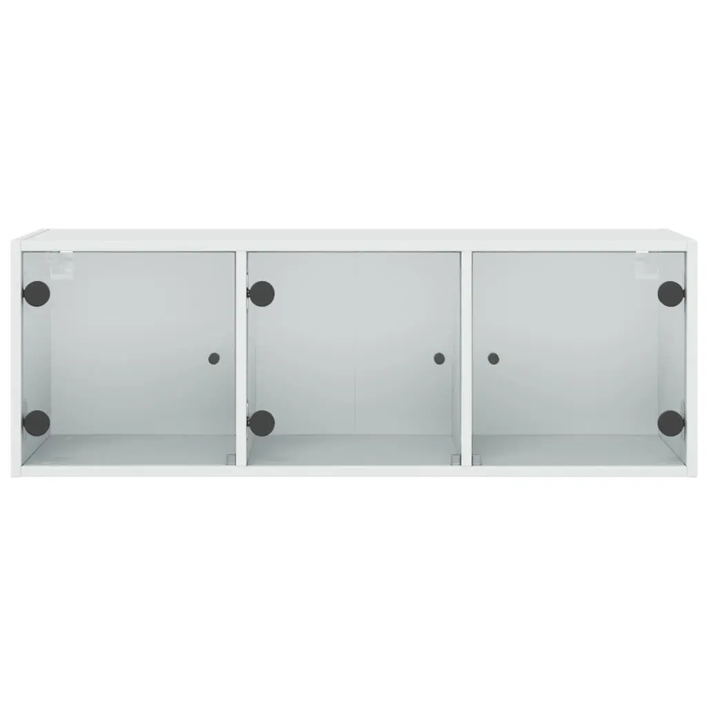 Wall-Mounted Storage Cabinet with Glass Doors White 102x37x35cm