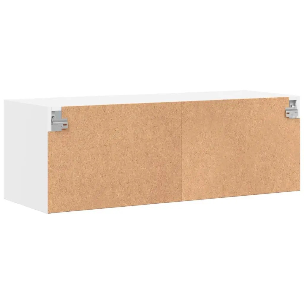 Wall-Mounted Storage Cabinet with Glass Doors White 102x37x35cm
