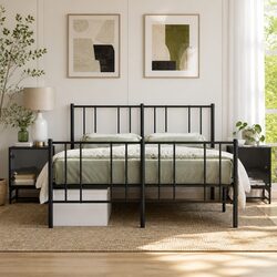 Bedside Cabinets with Glass Doors 2 pcs Black Bedroom Storage Tables