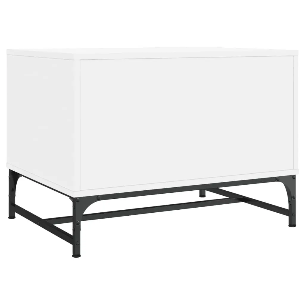 Coffee Table Living Room White 68.5 x 50 x 50 cm Glass Doors Storage Display Furniture