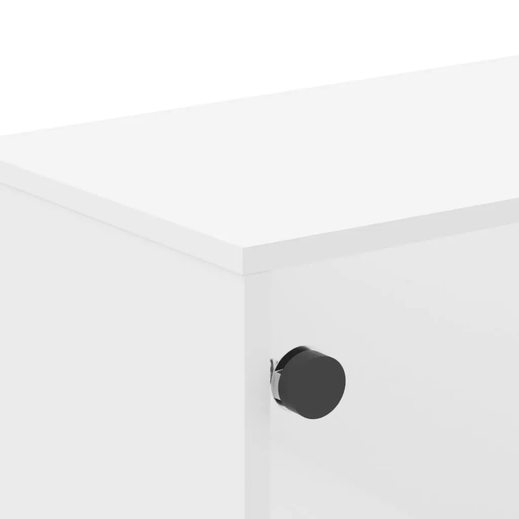 Coffee Table Living Room White 68.5 x 50 x 50 cm Glass Doors Storage Display Furniture