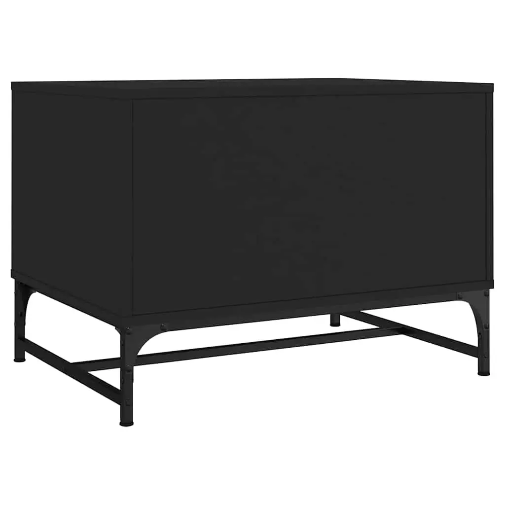 Coffee Table Black with Glass Doors Storage Display Accent Living Room Furniture