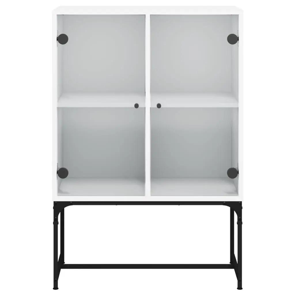 White Glass Door Side Cabinet