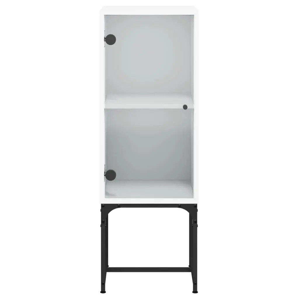 Glass Door Side Cabinet in White