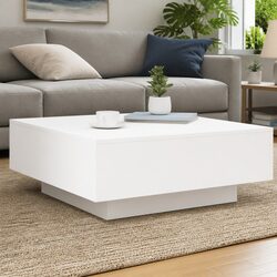 Coffee Table White Modern Living Room Accent Sofa Side Tea Table 80x80x31cm