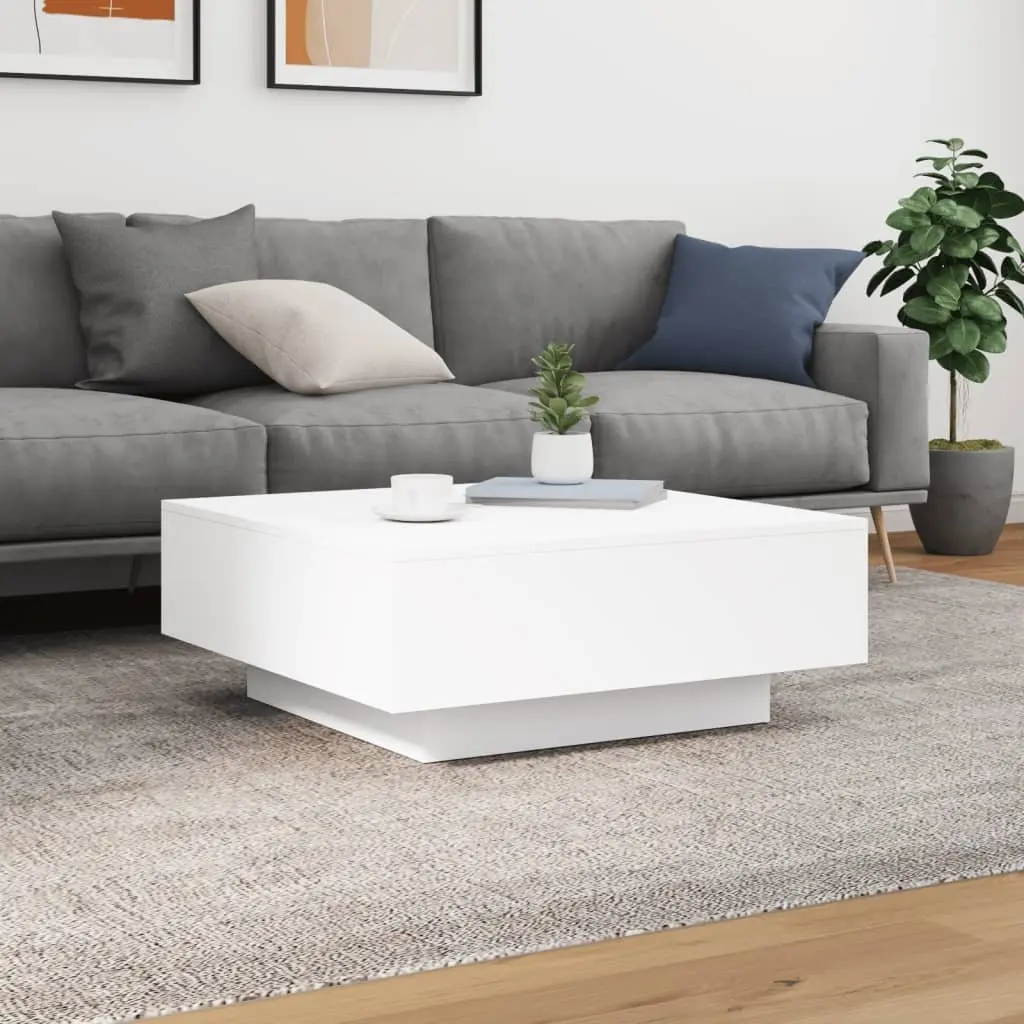 Coffee Table White Modern Living Room Accent Sofa Side Tea Table 80x80x31cm