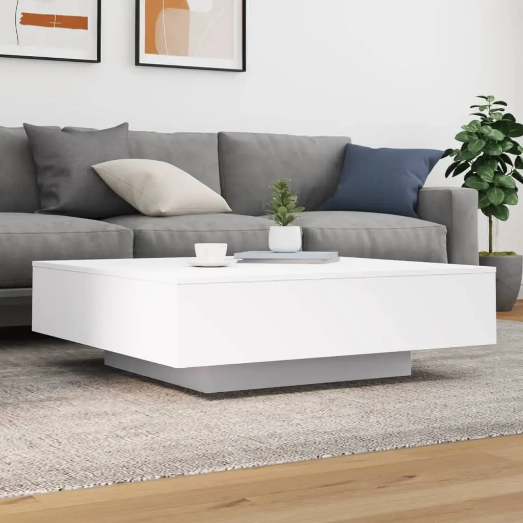 Coffee Table White Modern Living Room Accent Furniture Engineered Wood Side Tea