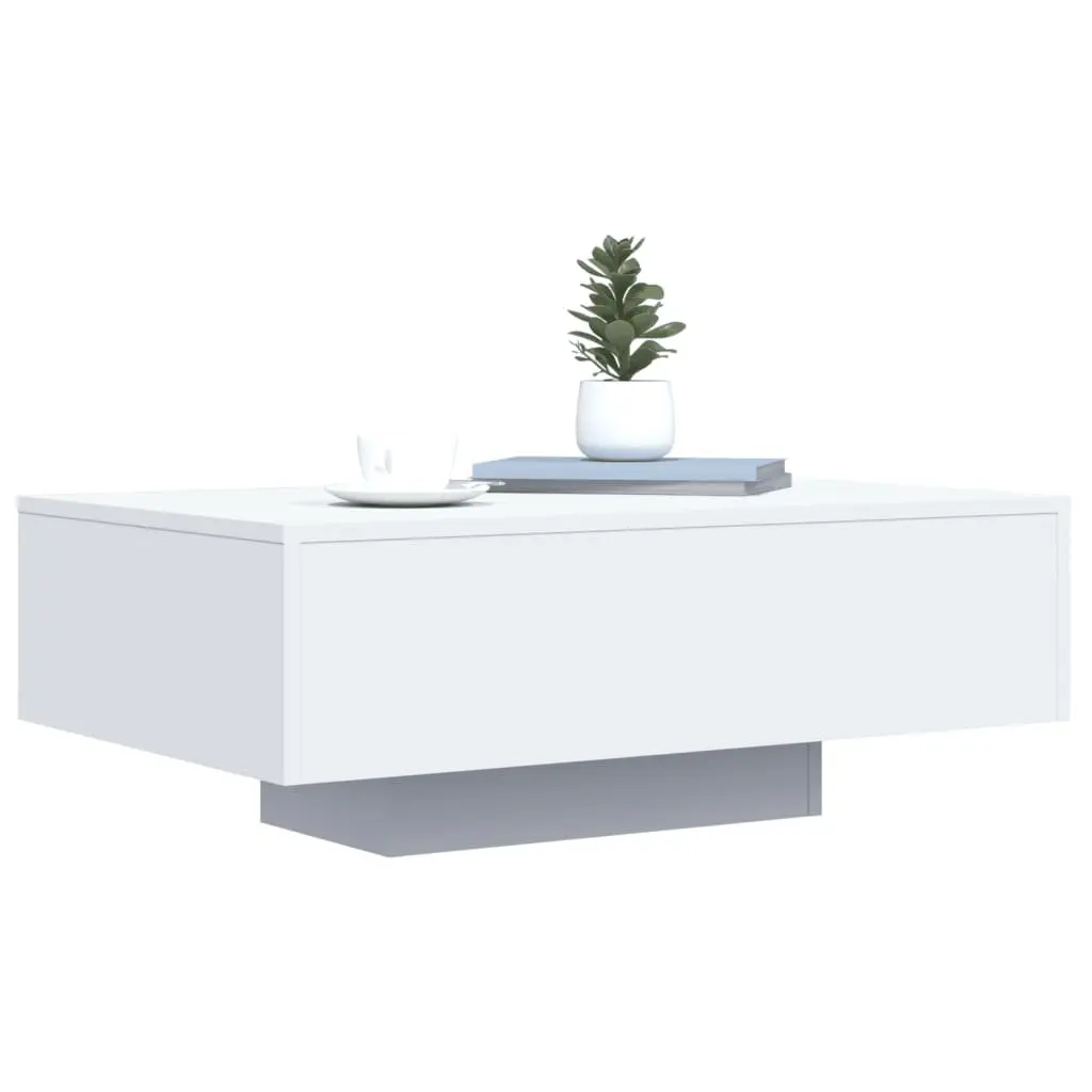 Coffee Table for Living Room with RGB LED Lights White 85x55x31cm