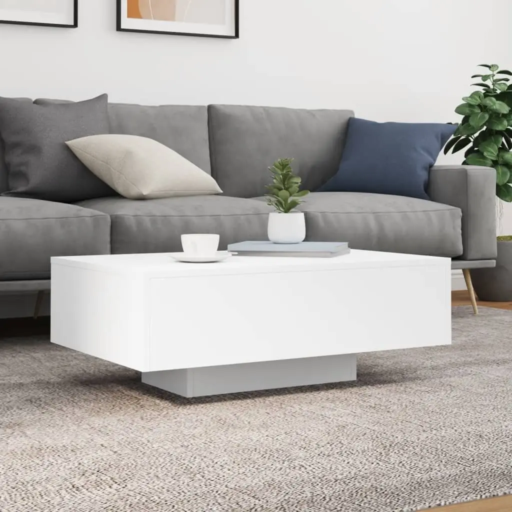 Coffee Table for Living Room with RGB LED Lights White 85x55x31cm