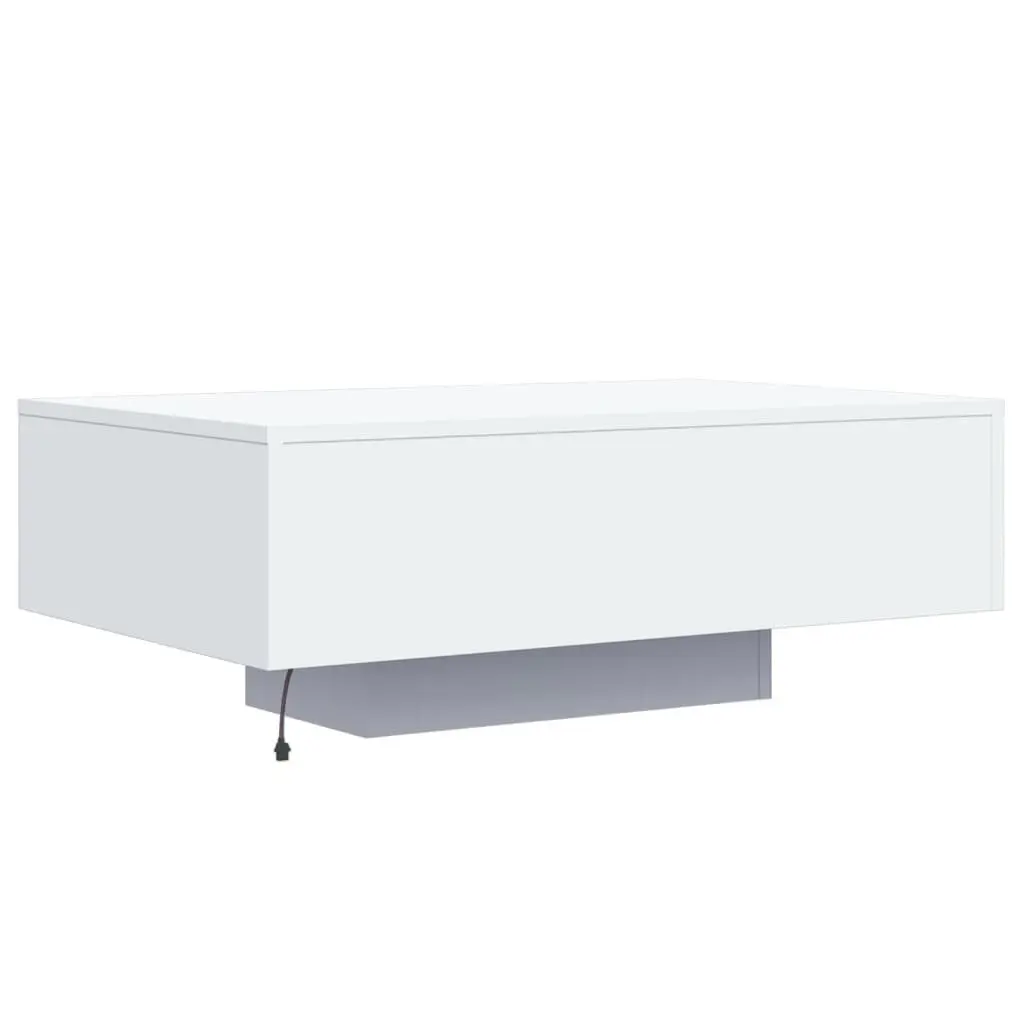 Coffee Table for Living Room with RGB LED Lights White 85x55x31cm