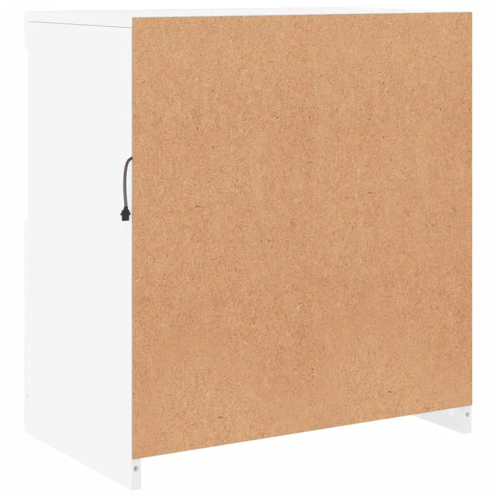 White Sideboard Storage Cabinet for Living Room with RGB LED Lights 60.5W x 37D x 67H cm