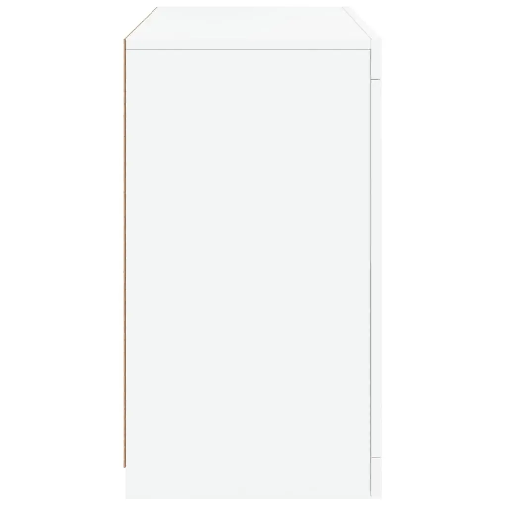 White Sideboard Storage Cabinet for Living Room with RGB LED Lights 60.5W x 37D x 67H cm