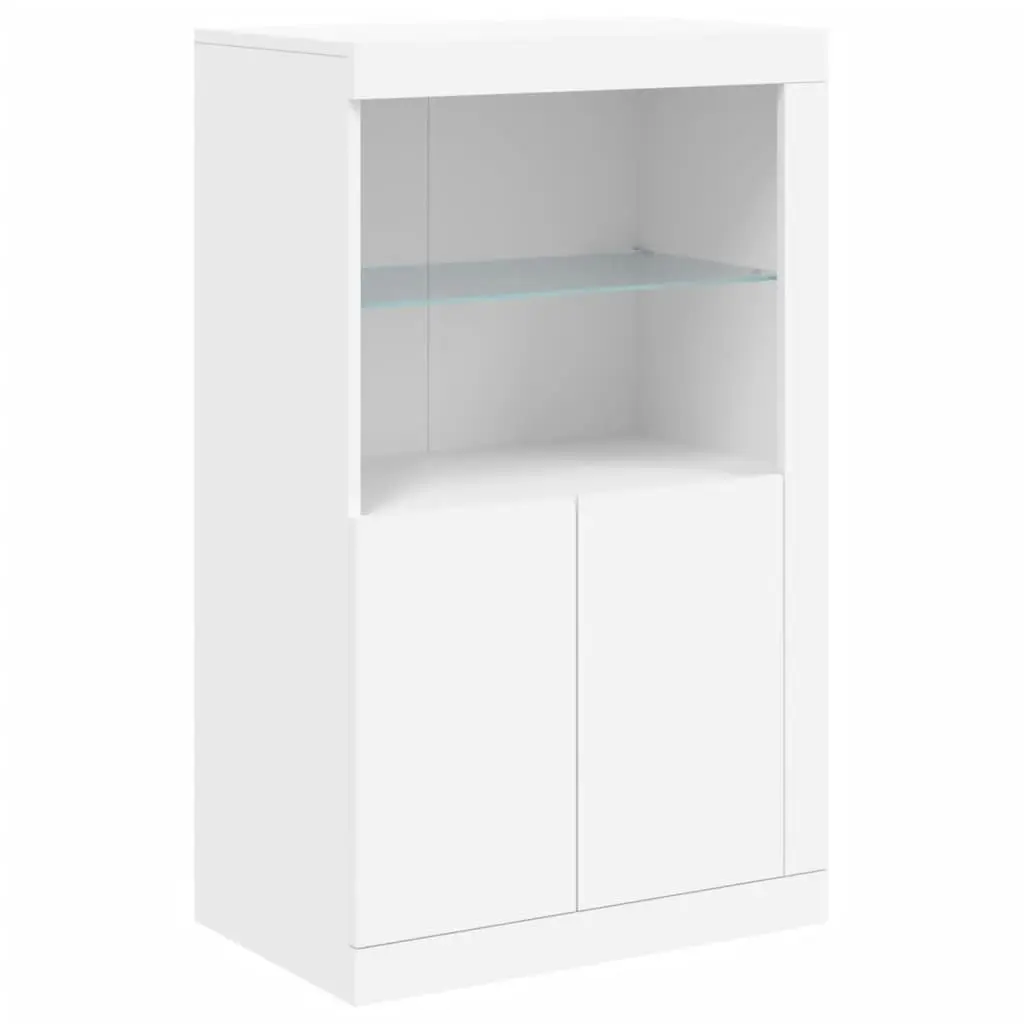 Side Cabinet for Living Room with RGB LED Lights White Engineered Wood